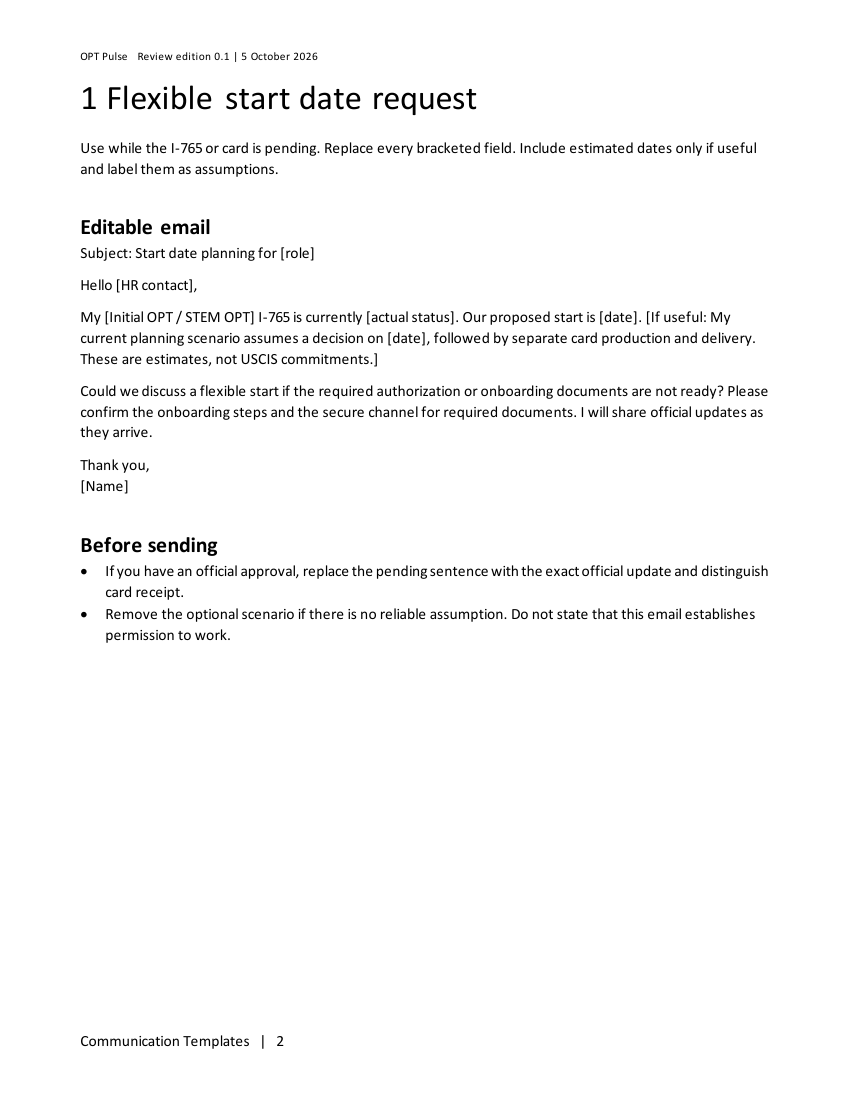 An editable HR email draft