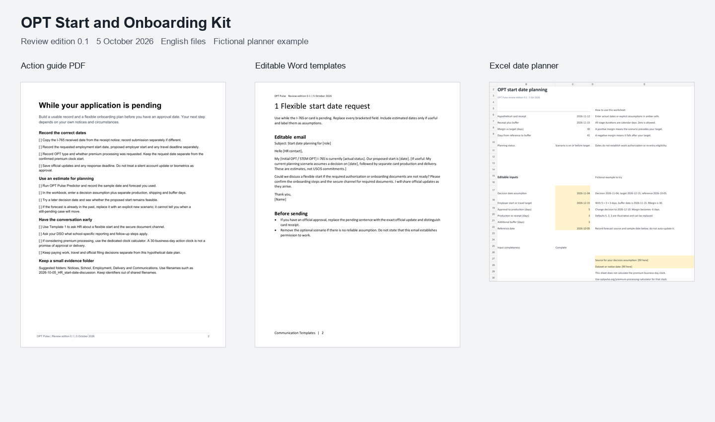Preview of the action guide, editable email templates and planning workbook